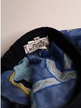 Hermes Blue and Black Silk-Lined Hat
